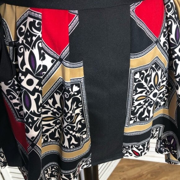 Nicole Miller boho oversized kimono style red black tan floral tunic blouse XL - Picture 9 of 13